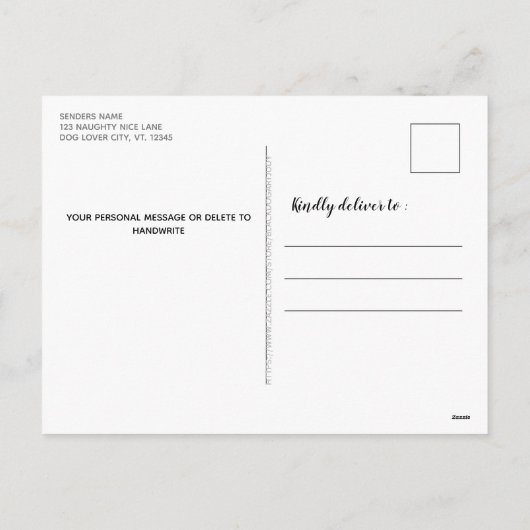 小さないけな犬パーソナライズされたのペット写真 シーズンポストカード (裏面)