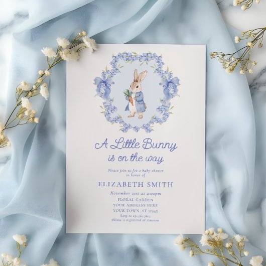 小さなうさぎがやってくる ヴィンテージ ベビーシャワー 招待状