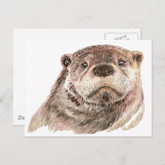 小さなおもしろいカワウソかわいい動物の自然 ポストカード (正面/裏面)