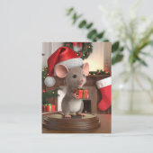小さなおもしろいクリスマスマウス ポストカード (スタンド正面)