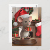 小さなおもしろいクリスマスマウス ポストカード (正面/裏面)