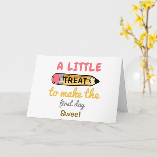 小さなおもしろい新学期 カード (黄色い花)