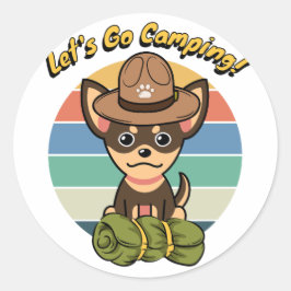 小さなおもしろい犬がキャンプに行きたい ラウンドシール