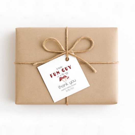 小さなおもしろい男の水色キノコの赤ちゃんシャワー フェイバータグ