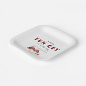 小さなおもしろい男の赤いキノコ男の子の赤いシャワー ペーパープレート (傾斜あり)