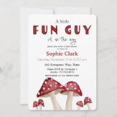 小さなおもしろい男レッドマッシュルームウッドランドベビーシャワー 招待状 (正面)