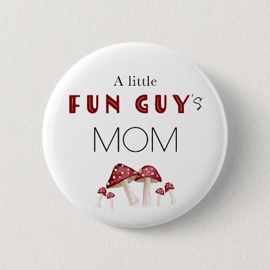 小さなおもしろい男赤いキノコ赤ちゃんシャワー家族 缶バッジ (正面)