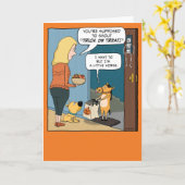 小さなおもしろい馬のトリックまたはハロウィーンを扱う カード (黄色い花)