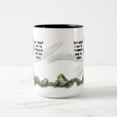 小さなおもしろい黒の鳥の皮肉な良い朝 ツートーンマグカップ (中央)