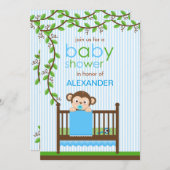 小さなおサルのベビーシャワー 招待状 (正面/裏面)