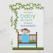 小さなおサルのベビーシャワー 招待状 (正面/裏面)