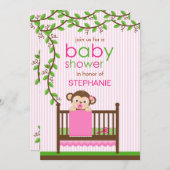 小さなおサルのベビーシャワー 招待状 (正面/裏面)