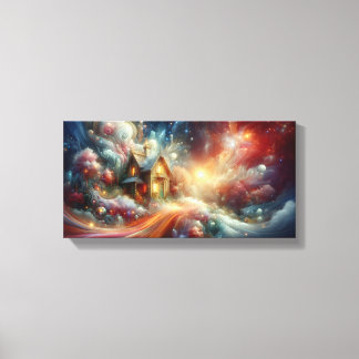 小さなお洒落コテージ、色の爆発 キャンバスプリント