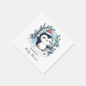 小さなお洒落ペンギンの赤ちゃんシャワー スタンダードカクテルナプキン (角)