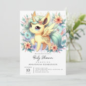 小さなお洒落ユニコーン赤ちゃんシャワー 招待状 (スタンド正面)