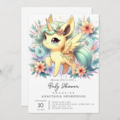 小さなお洒落ユニコーン赤ちゃんシャワー 招待状 (正面/裏面)