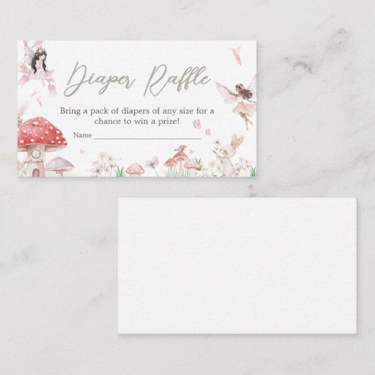 小さなお洒落妖精の赤ちゃんシャワーおむつラッフル エンクロージャーカード (正面/裏面)