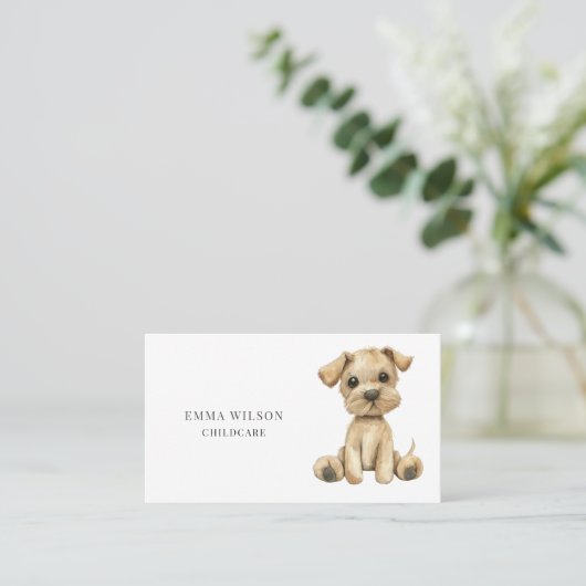 小さなお洒落子犬の託児の名刺 名刺 (スタンド正面)