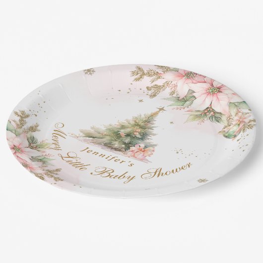 小さなお洒落赤んメリー坊シャワーピンクの金ゴールド ペーパープレート (アングル)