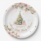 小さなお洒落赤んメリー坊シャワーピンクの金ゴールド ペーパープレート (正面)