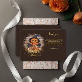 小さなかぼちゃかわいいかわいいグリッター赤ちゃんシャワー サンキューカード