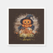 小さなかぼちゃかわいいかわいいグリッター赤ちゃんシャワー スタンダードカクテルナプキン (正面)