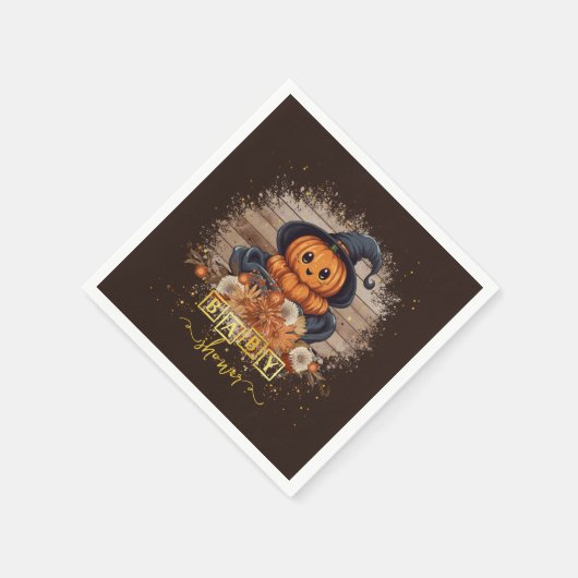 小さなかぼちゃかわいいかわいいグリッター赤ちゃんシャワー スタンダードカクテルナプキン (角)