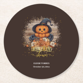 小さなかぼちゃかわいいかわいいグリッター赤ちゃんシャワー ラウンドペーパーコースター