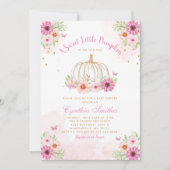 小さなかぼちゃかわいい秋フローラ女の子ベビーシャワー 招待状 (正面)