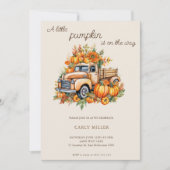 小さなかぼちゃかわいい秋赤ちゃんシャワー 招待状 (正面)