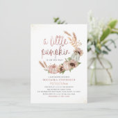 小さなかぼちゃかわいい素朴バラ金ゴールド赤ちゃんシャワー 招待状 (スタンド正面)