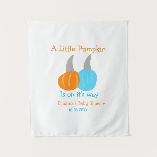 小さなかぼちゃがやってくる ベイビーシャワーのオレンジ タペストリー (正面)