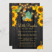 小さなかぼちゃがやってくる ラスティックな秋のベイビーシャワーパーティー 招待状 (正面/裏面)