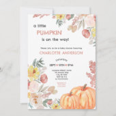小さなかぼちゃがやってくる 女の子のベイビーシャワー 招待状 (正面)