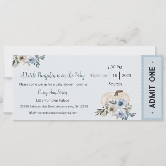 小さなかぼちゃがやってくる 招待状 赤ちゃん (正面)