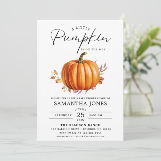 小さなかぼちゃがやってくる 秋のベイビーシャワー 招待状 (スタンド正面)