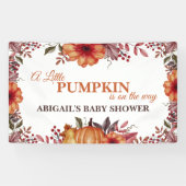 小さなかぼちゃがやってくる 秋の花のベイビーシャワーパーティー 横断幕 (横)