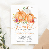 小さなかぼちゃがやってくる 秋の花のベイビーシャワー 招待状