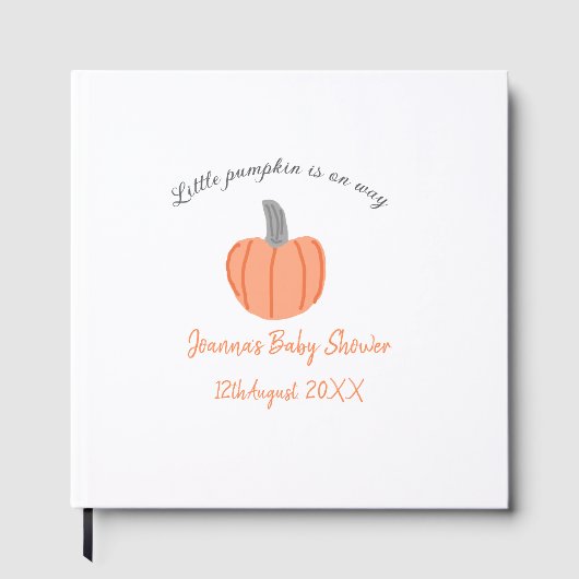 小さなかぼちゃがオレンジ色の灰色の赤ちゃんシャワーAに行く ゲストブック (正面)