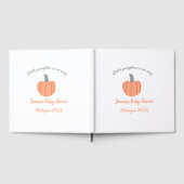 小さなかぼちゃがオレンジ色の灰色の赤ちゃんシャワーAに行く ゲストブック (全面)