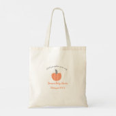 小さなかぼちゃがオレンジ色の灰色の赤ちゃんシャワーAに行く トートバッグ (裏面)