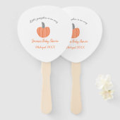 小さなかぼちゃがオレンジ色の灰色の赤ちゃんシャワーAに行く ハンドファン (正面&裏面)