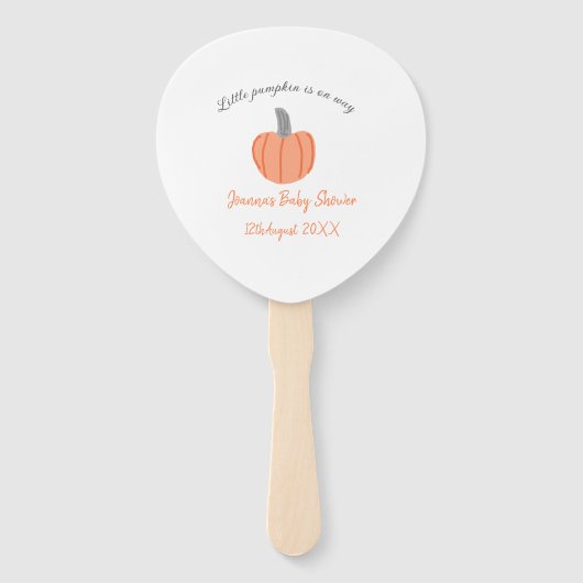 小さなかぼちゃがオレンジ色の灰色の赤ちゃんシャワーAに行く ハンドファン (正面)