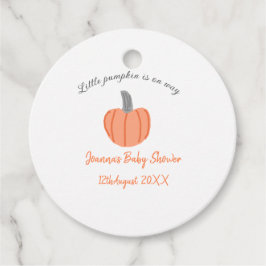 小さなかぼちゃがオレンジ色の灰色の赤ちゃんシャワーAに行く フェイバータグ