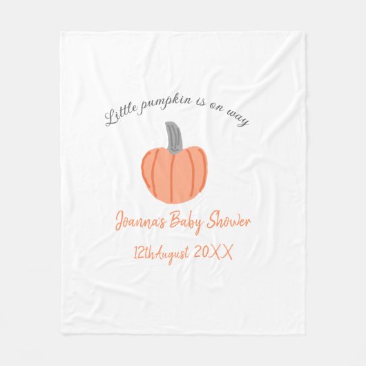 小さなかぼちゃがオレンジ色の灰色の赤ちゃんシャワーAに行く フリースブランケット (正面)