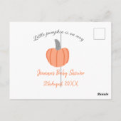 小さなかぼちゃがオレンジ色の灰色の赤ちゃんシャワーAに行く ポストカード (裏面)