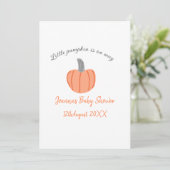 小さなかぼちゃがオレンジ色の灰色の赤ちゃんシャワーAに行く 招待状 (スタンド正面)