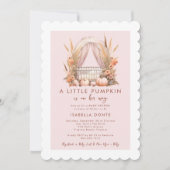 小さなかぼちゃが彼女の方法の女の子の赤ちゃんシャワー 招待状 (正面)