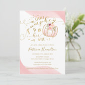 小さなかぼちゃが彼女の方法の女の子の赤ちゃんシャワー 招待状 (スタンド正面)