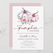 小さなかぼちゃが生まれてくる ピンクの女の子のベビーシャワー 招待状 (正面/裏面)
